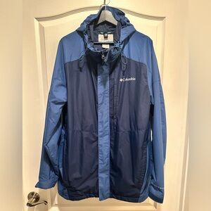 Columbia Men’s Omni-Tech Two-Tone Blue Hooded Jacket, Size: Large